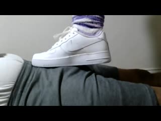 shoejob teasing in white nike air force 1s low-cut